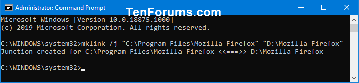 Tạo liên kết cứng đến một thư mục bằng Command Prompt