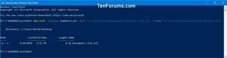 Tạo liên kết mềm tới một file bằng PowerShell