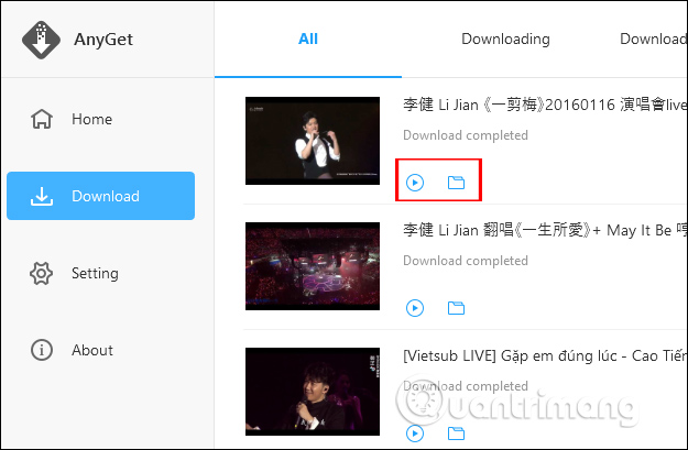 Mục quản lý file download