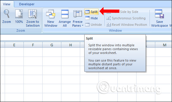 Cách dùng công cụ Split tách bảng dữ liệu Excel