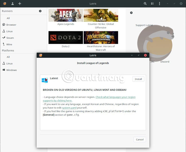 Bắt đầu cài đặt