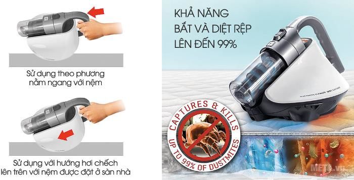 Sharp EC-HX100 có thể dễ dàng loại bỏ 99% bụi bẩn, mảng bám và rệp