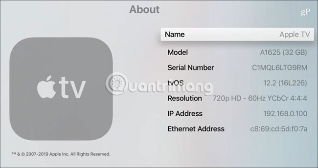Tìm tên của Apple TV