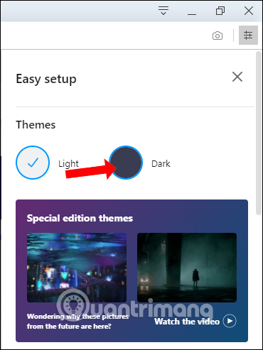 Chọn chế độ nền tối 