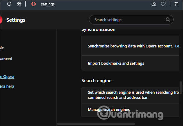 Giao diện Settings nền tối