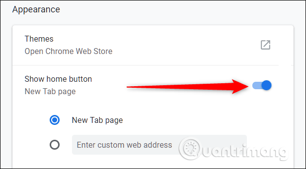 Bật tùy chọn Show Home Button