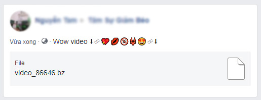 Tập tin chứa mã độc dưới dạng tập tin giả mạo video với tiêu đề “wow video”