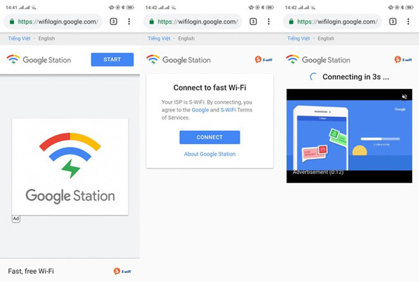 Khi truy cập vào Google Station, người dùng sẽ phải xem một quảng cáo ngắn, khoảng 10 giây trước khi có thể kết nối mạng