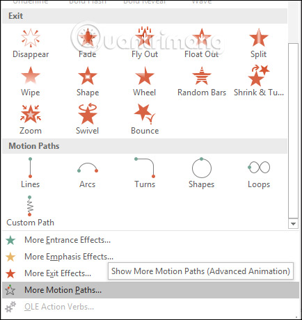Cách kết hợp hiệu ứng động Motion Paths trong PowerPoint 