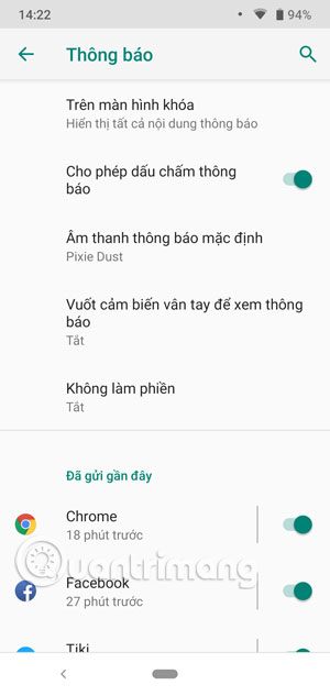 Tắt thông báo Android