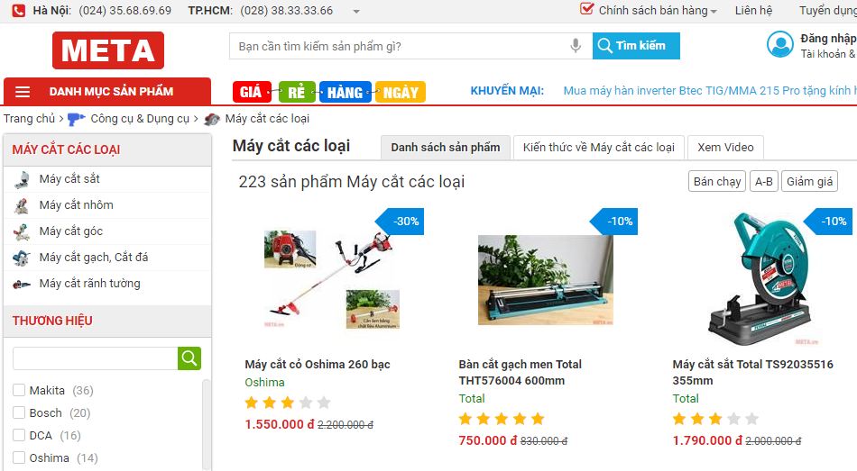 mua máy cắt chính hãng, giá rẻ tại meta