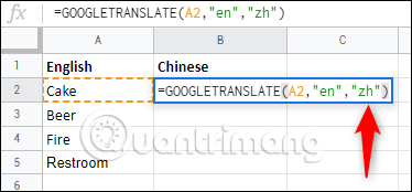 Cách sử dụng Google Translate trực tiếp trong Google Sheets - Ảnh minh hoạ 4