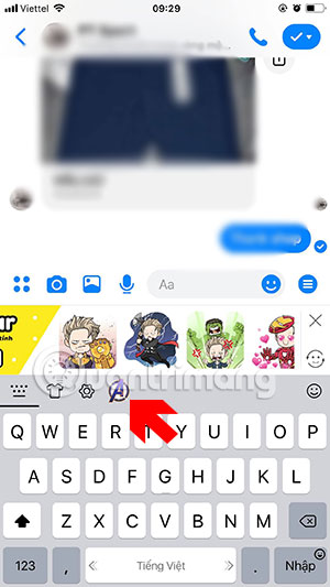 Chọn biểu tượng sticker Avengers: Endgame