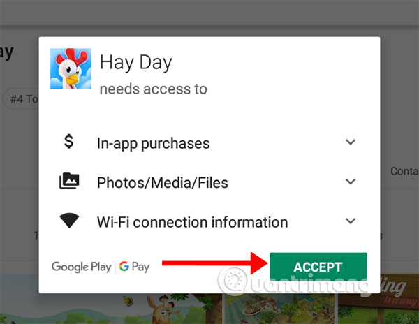 Đồng ý cho Hay Day cài đặt