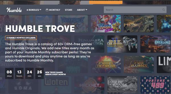 Trang liên kết Humble Monthly Trove