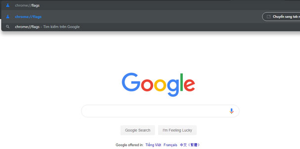 Truy cập chrome://flags