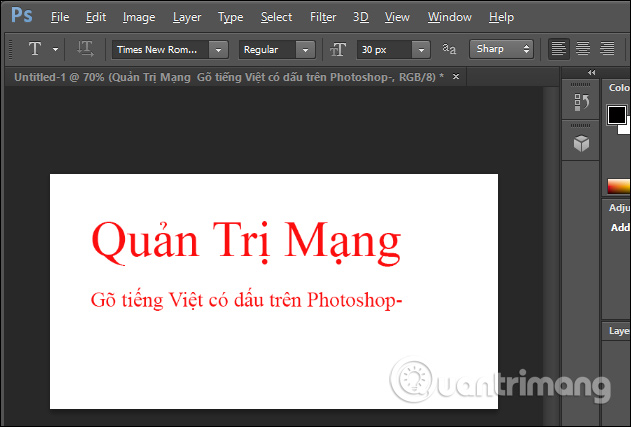 Gõ tiếng Việt trên Photoshop