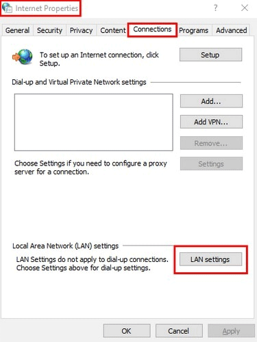 Click vào LAN settings