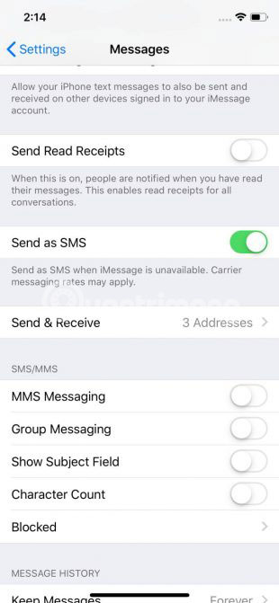Đảm bảo iMessage