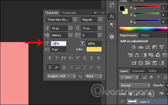 Chỉnh độ dài chữ