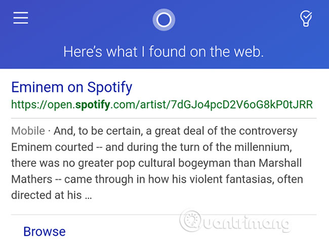 Cortana không tích hợp với dịch vụ phát trực tuyến