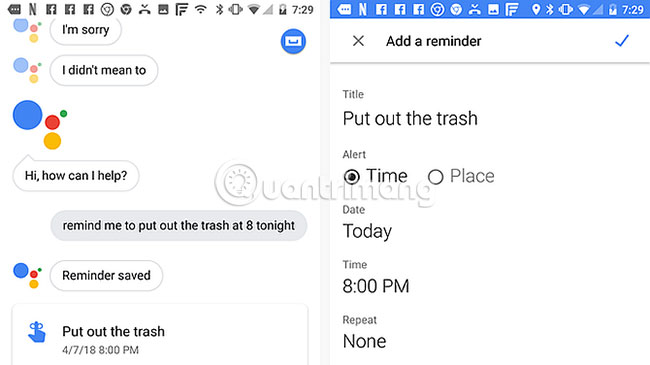 Cài đặt lời nhắc