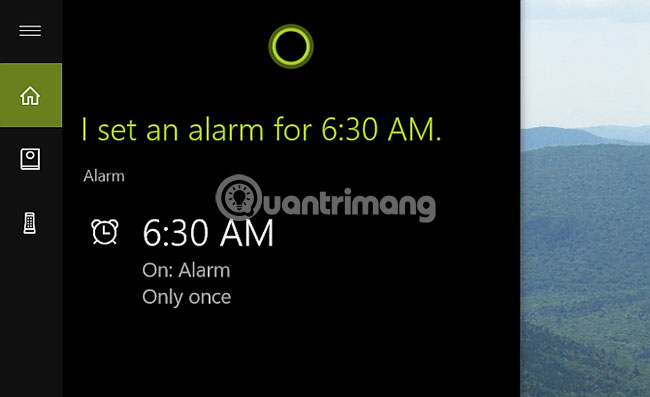 Cortana desktop thực hiện nhiệm vụ trong cửa sổ