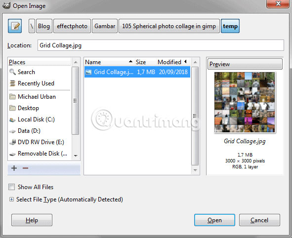 Hộp thoại Open Image