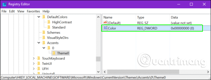 Mở giá trị Color 