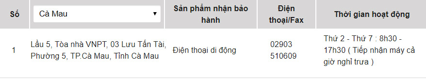 Trung tâm bảo hành của OPPO tại Cà Mau