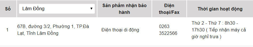 Trung tâm bảo hành của OPPO tại Lâm Đồng