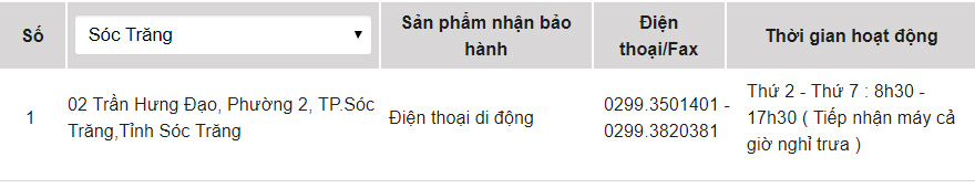 Trung tâm bảo hành của OPPO tại Sóc Trăng