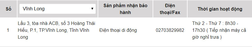 Trung tâm bảo hành của OPPO tại Vĩnh Long