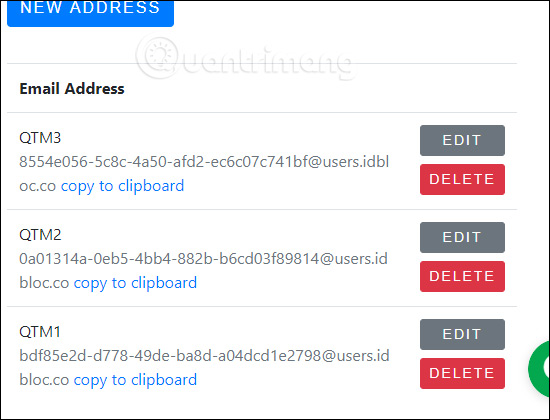 Danh sách email ảo