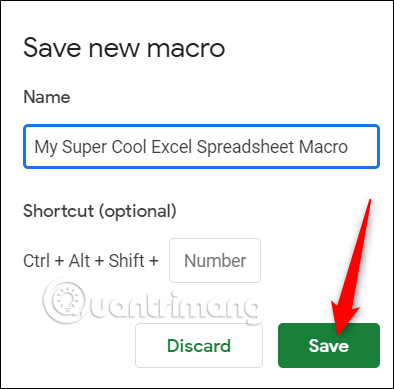 Click vào Save để lưu macro 