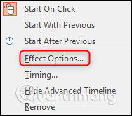Chọn Effect Options 