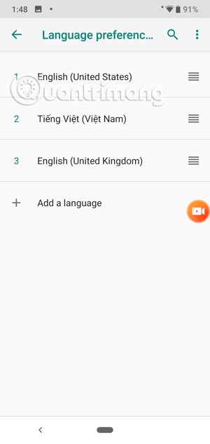 Chuyển ngôn ngữ English lên đầu