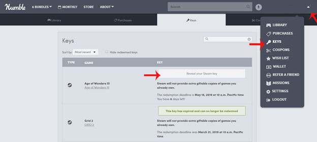 Mở menu chức năng