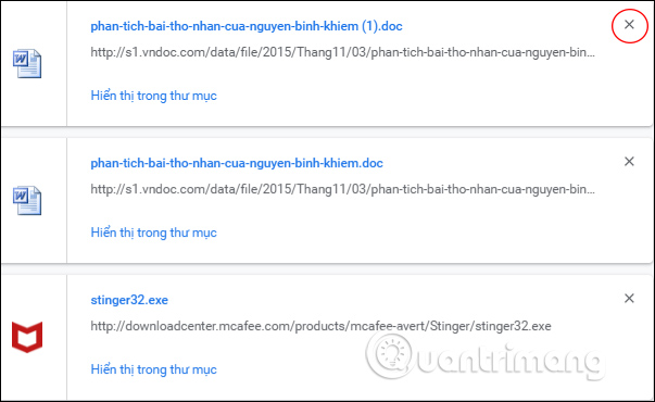 Xóa lịch sử download