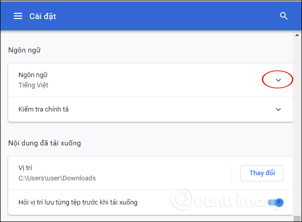 Thay đổi ngôn ngữ