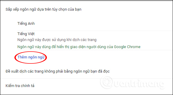 Thêm ngôn ngữ Chrome