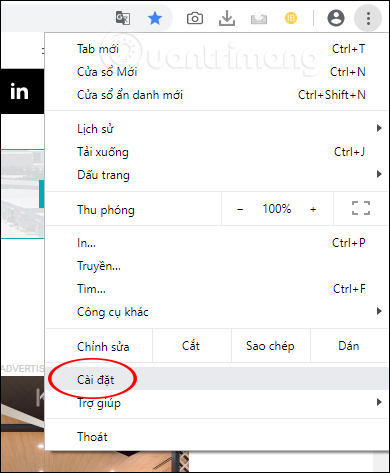 Cài đặt trên Chrome