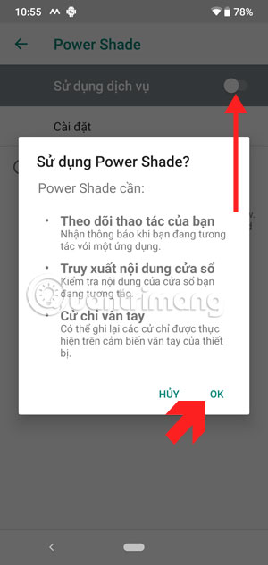 Sử dụng dịch vụ Power Shade