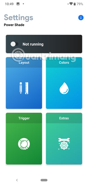 Giao diện chính Power Shade