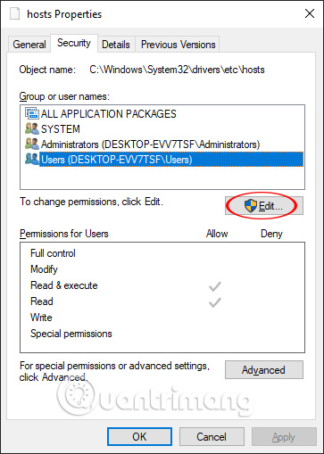 Chỉnh sửa tài khoản
