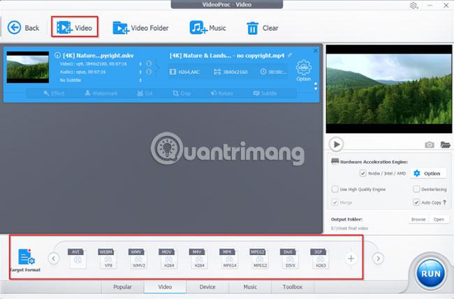 Chọn định dạng video
