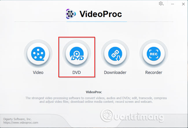 Nhấp vào DVD trên giao diện chính