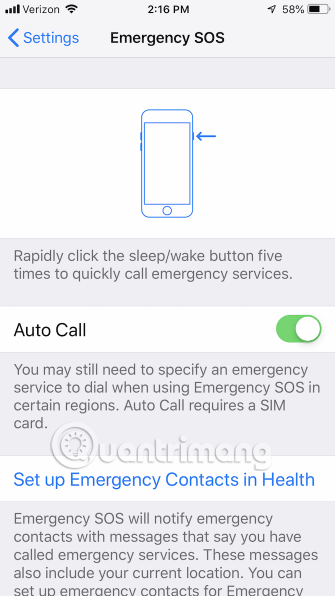 Thiết lập gọi khẩn cấp