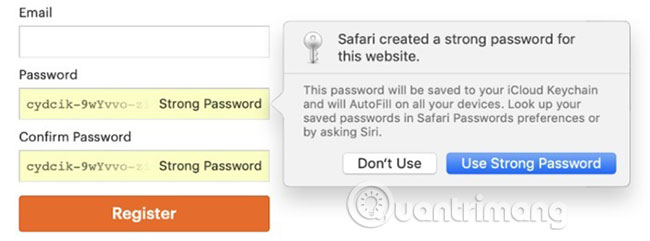 Safari generates and saves strong passwords for you