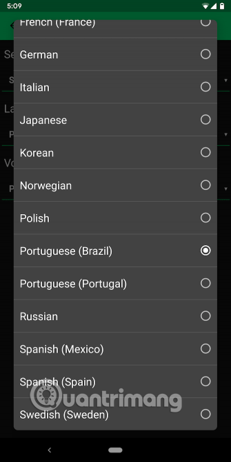 Tùy chọn dịch của Narrator’s Voice